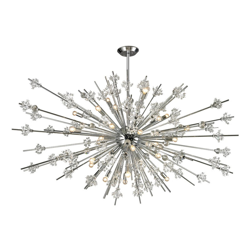 Atlas Lighting Starburst 72in 31-Light Chandelier | Modern Polished Chrome and Clear Crystal | Dining Room & Foyer | Model CL11350-CH
