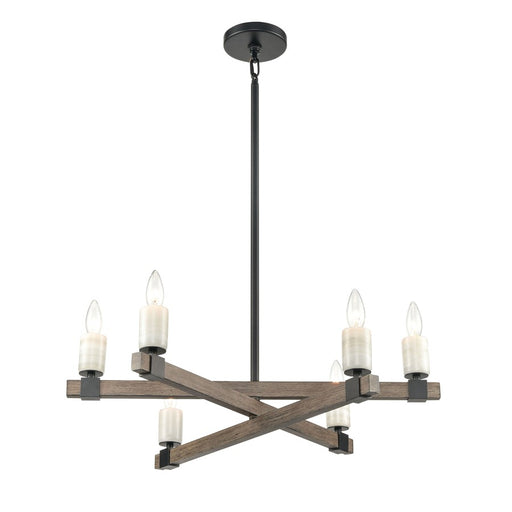 Atlas Lighting Stone Manor 27'' Wide 6Lt Chandelier, Matte Black