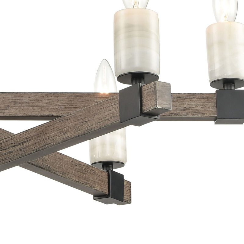 Atlas Lighting Stone Manor 27in 6-Light Chandelier | Transitional Matte Black and Aspen Metal | Dining Room & Kitchen Island | Model CL11351-BK