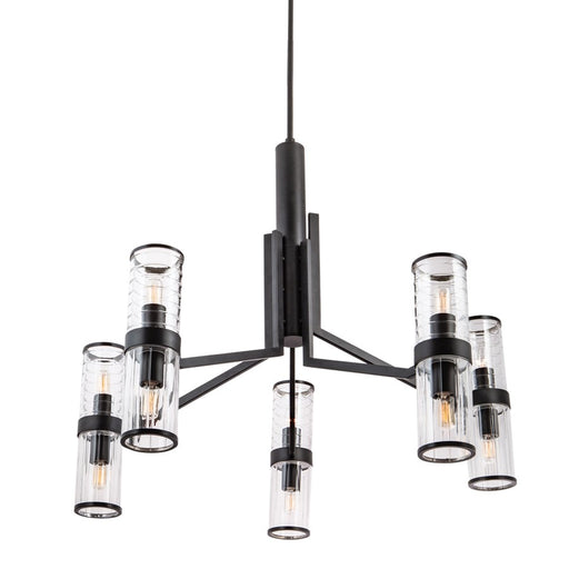 Atlas Lighting Stripe 31.75''W 10Lt Chandelier, Matte Black/Clear