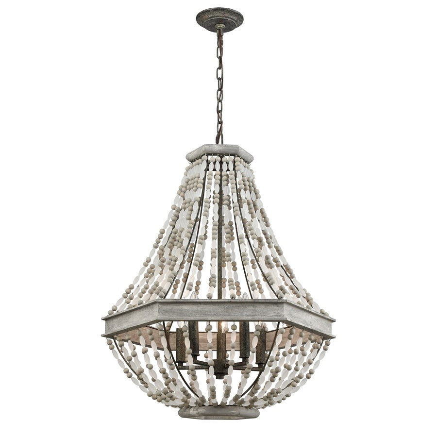 Atlas Lighting Summerton 24'' Wide 5Lt Chandelier, Washed Gray