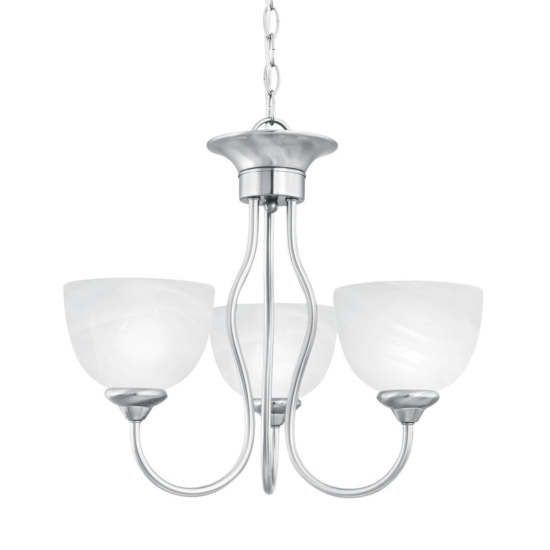 Atlas Lighting Tahoe 19in 3-Light Chandelier | Traditional Brushed Nickel and White Glass | Dining Room & Kitchen Island | Model CL11357-NK