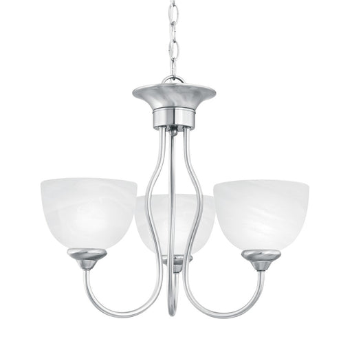Atlas Lighting Tahoe 19'' Wide 3Lt Chandelier, Brushed Nickel/White