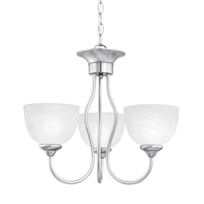 Atlas Lighting Tahoe 19'' Wide 3Lt Chandelier, Brushed Nickel/White