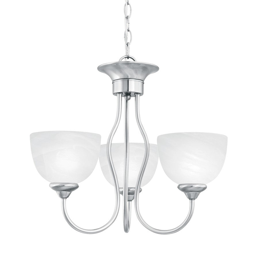 Atlas Lighting Tahoe 19'' Wide 3Lt Chandelier, Brushed Nickel/White