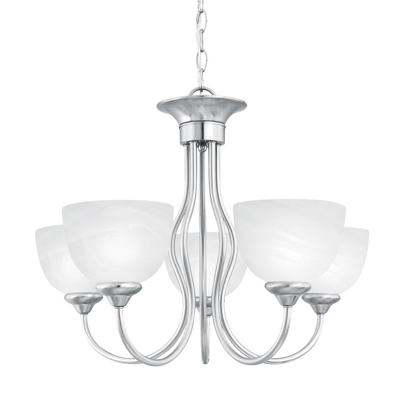 Atlas Lighting Tahoe 24in 5-Light Chandelier | Traditional Brushed Nickel and White Frosted Glass | Kitchen Island & Dining Room | Model CL11358-NK