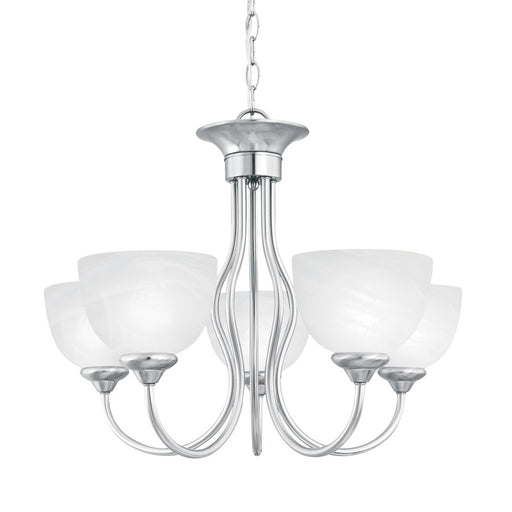 Atlas Lighting Tahoe 24'' Wide 5Lt Chandelier, Brushed Nickel/White