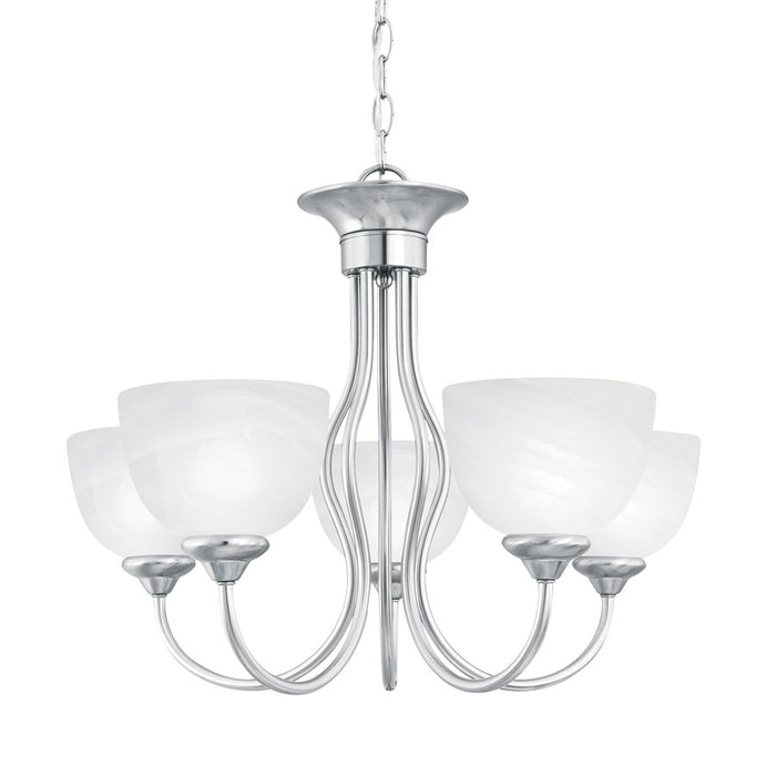 Atlas Lighting Tahoe 24'' Wide 5Lt Chandelier, Brushed Nickel/White