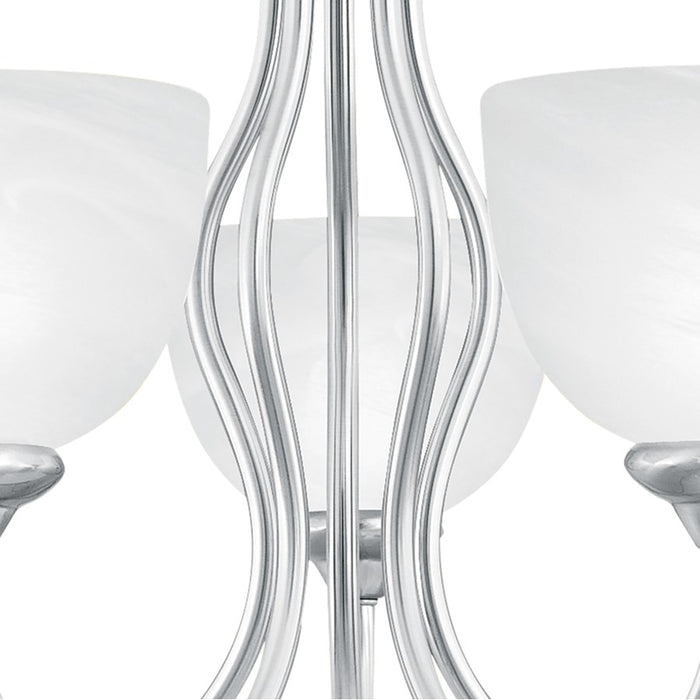 Atlas Lighting Tahoe 24'' Wide 5Lt Chandelier, Brushed Nickel/White