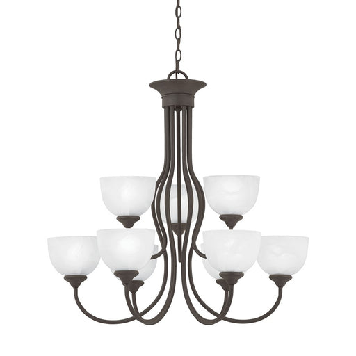 Atlas Lighting Tahoe 30'' Wide 9Lt Chandelier, Painted Bronze/White