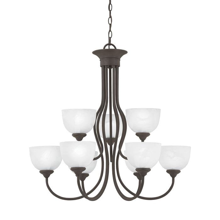 Atlas Lighting Tahoe 30'' Wide 9Lt Chandelier, Painted Bronze/White