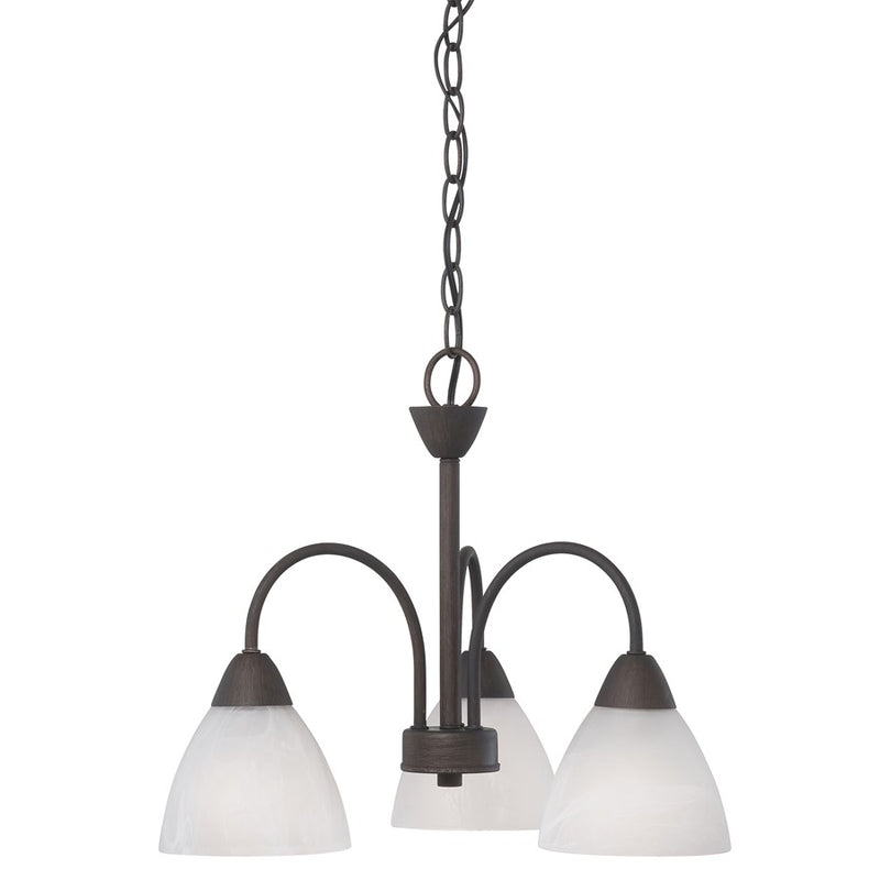 Atlas Lighting Tia 17.75''W 3Lt Chandelier, Painted Bronze/White