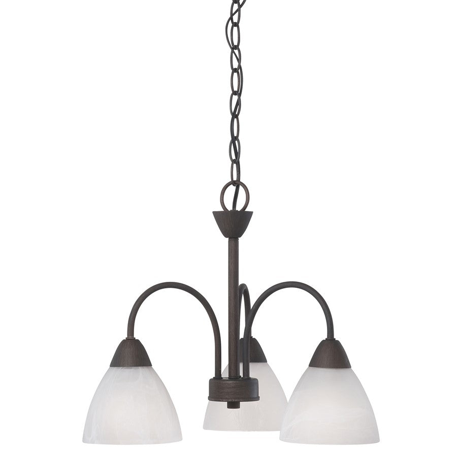 Atlas Lighting Tia 17.75''W 3Lt Chandelier, Painted Bronze/White