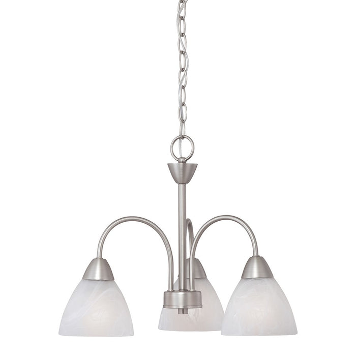 Atlas Lighting Tia 17.75'' Wide 3Lt Chandelier, Matte Nickel/White