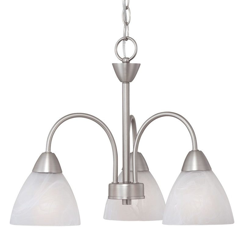 Atlas Lighting Tia 17.75'' Wide 3Lt Chandelier, Matte Nickel/White