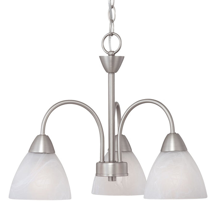 Atlas Lighting Tia 17.75'' Wide 3Lt Chandelier, Matte Nickel/White