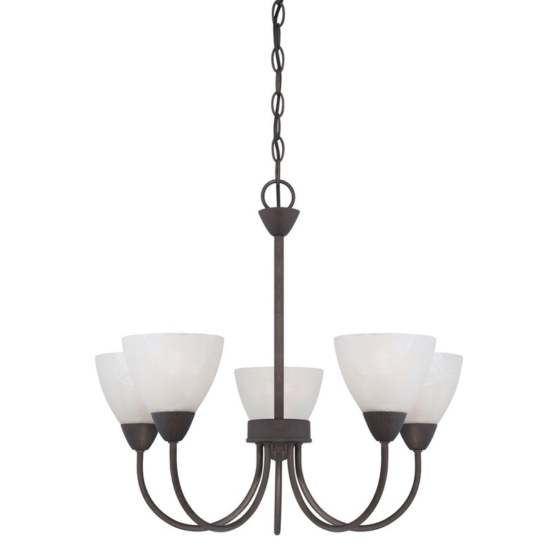 Atlas Lighting Tia 22in 5-Light Chandelier | Traditional Painted Bronze and White Frosted Glass | Kitchen & Dining Room | Model CL11361-BZ