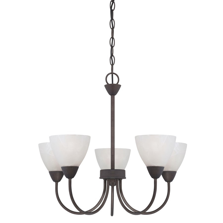 Atlas Lighting Tia 22.5'' Wide 5Lt Chandelier, Painted Bronze/White