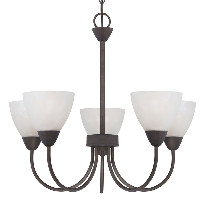 Atlas Lighting Tia 22in 5-Light Chandelier | Traditional Painted Bronze and White Frosted Glass | Kitchen & Dining Room | Model CL11361-BZ