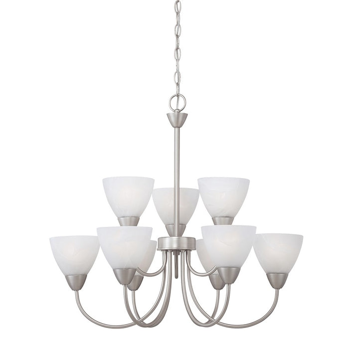 Atlas Lighting Tia 25.98'' Wide 9Lt Chandelier, Matte Nickel/White