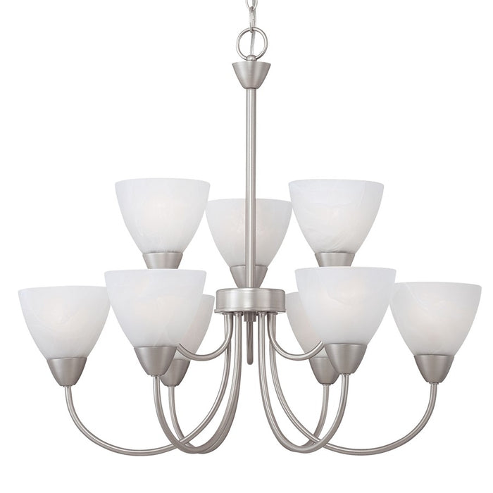 Atlas Lighting Tia 25.98'' Wide 9Lt Chandelier, Matte Nickel/White