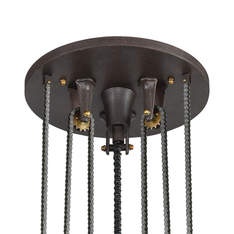 Atlas Lighting Torque 36'' Wide 6Lt Chandelier, Vintage Rust/Brass