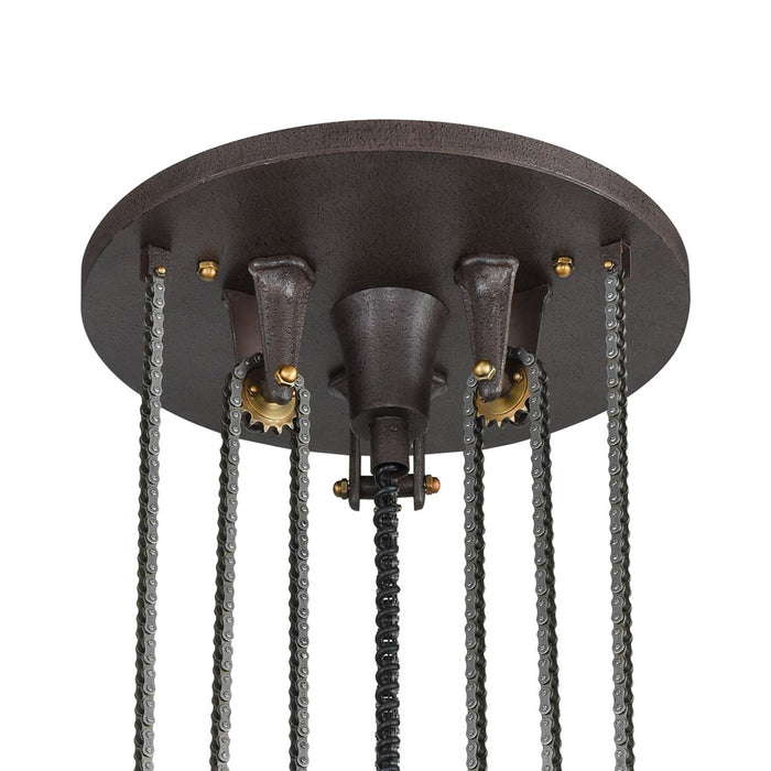 Atlas Lighting Torque 36'' Wide 6Lt Chandelier, Vintage Rust/Brass
