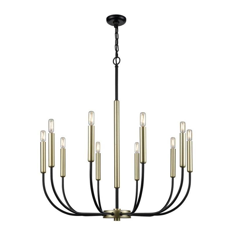 Atlas Lighting Transatlantique 34in 10-Light Chandelier | Traditional Black and Gold Metal | Living Room & Dining Room | Model CL11364-BK