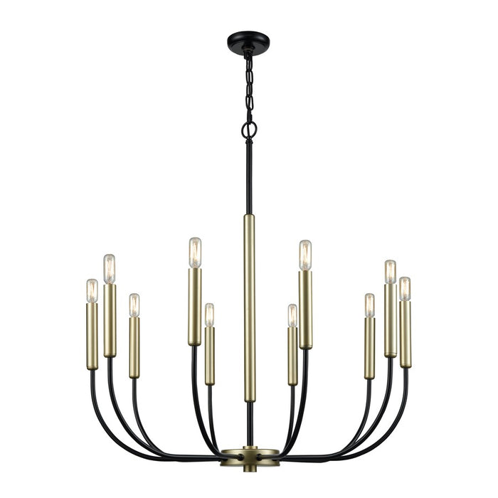 Atlas Lighting Transatlantique 34'' Wide 10Lt Chandelier, Black