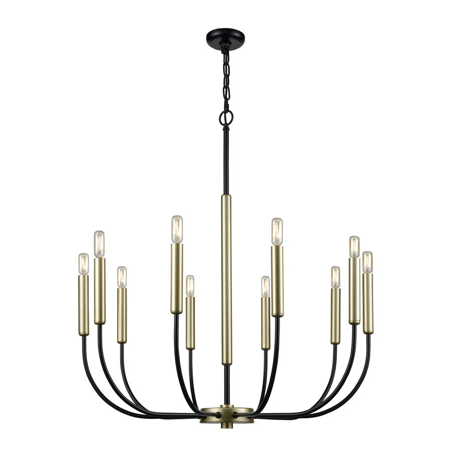 Atlas Lighting Transatlantique 34'' Wide 10Lt Chandelier, Black
