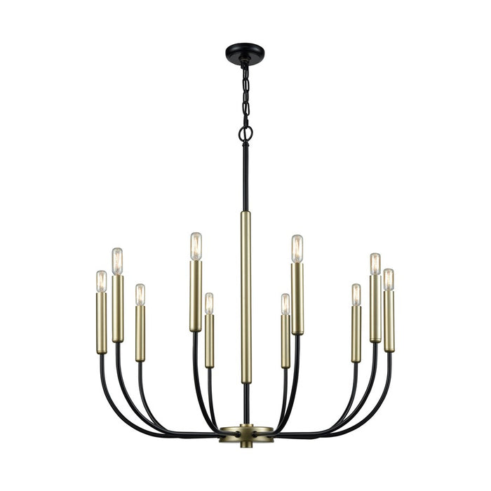 Atlas Lighting Transatlantique 34'' Wide 10Lt Chandelier, Black