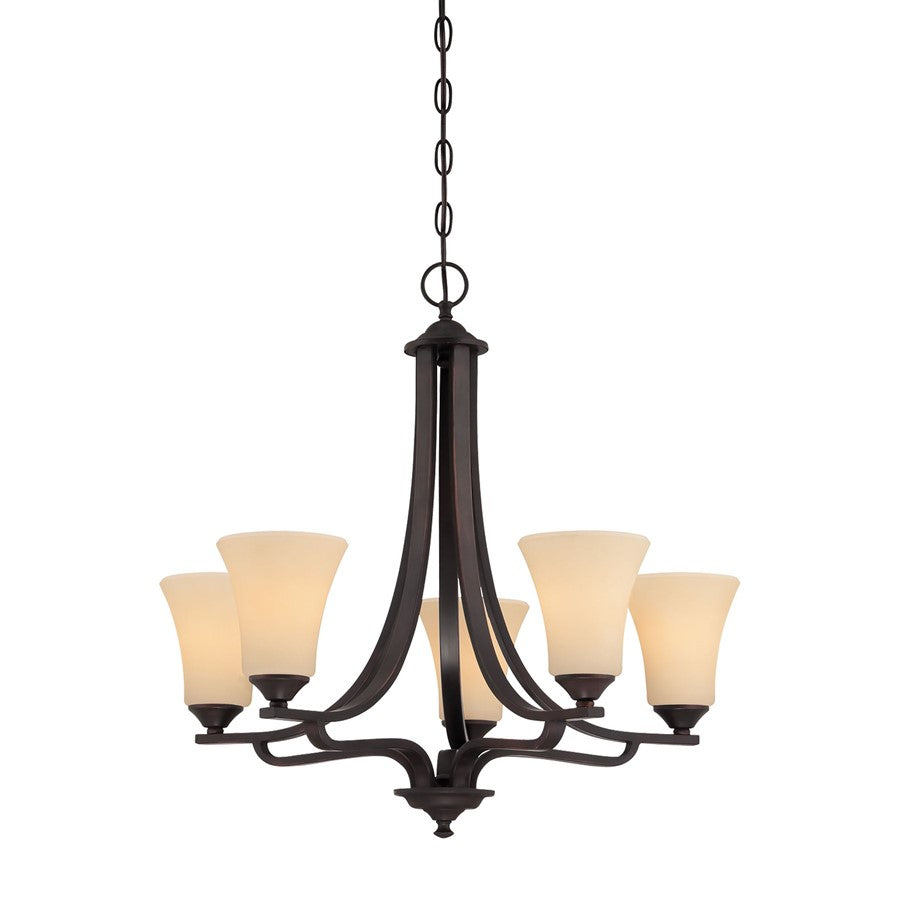 Atlas Lighting Treme 25'' Wide 5Lt Chandelier, Espresso/Beige/White