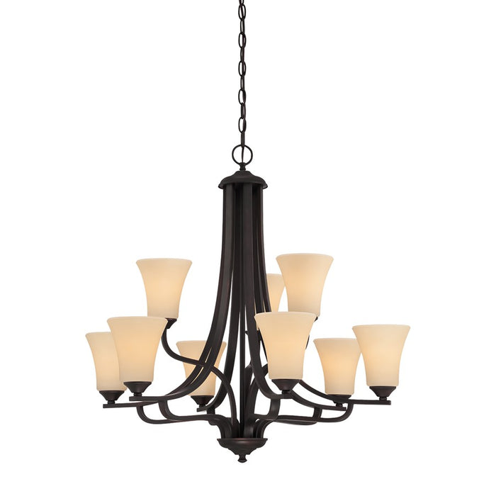 Atlas Lighting Treme 34'' Wide 9Lt Chandelier, Espresso/Beige/White
