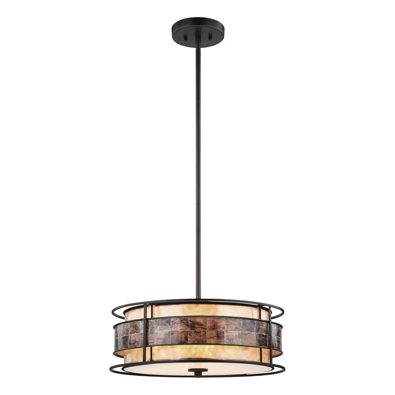Atlas Lighting Tremont 18in 3-Light Chandelier | Transitional Tiffany Bronze and Tan Mica | Dining Room & Kitchen Island | Model CL11370-BZ