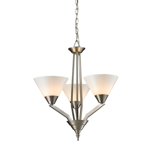 Atlas Lighting Tribecca 21'' Wide 3Lt Chandelier, Nickel/White