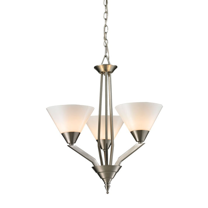 Atlas Lighting Tribecca 21'' Wide 3Lt Chandelier, Nickel/White