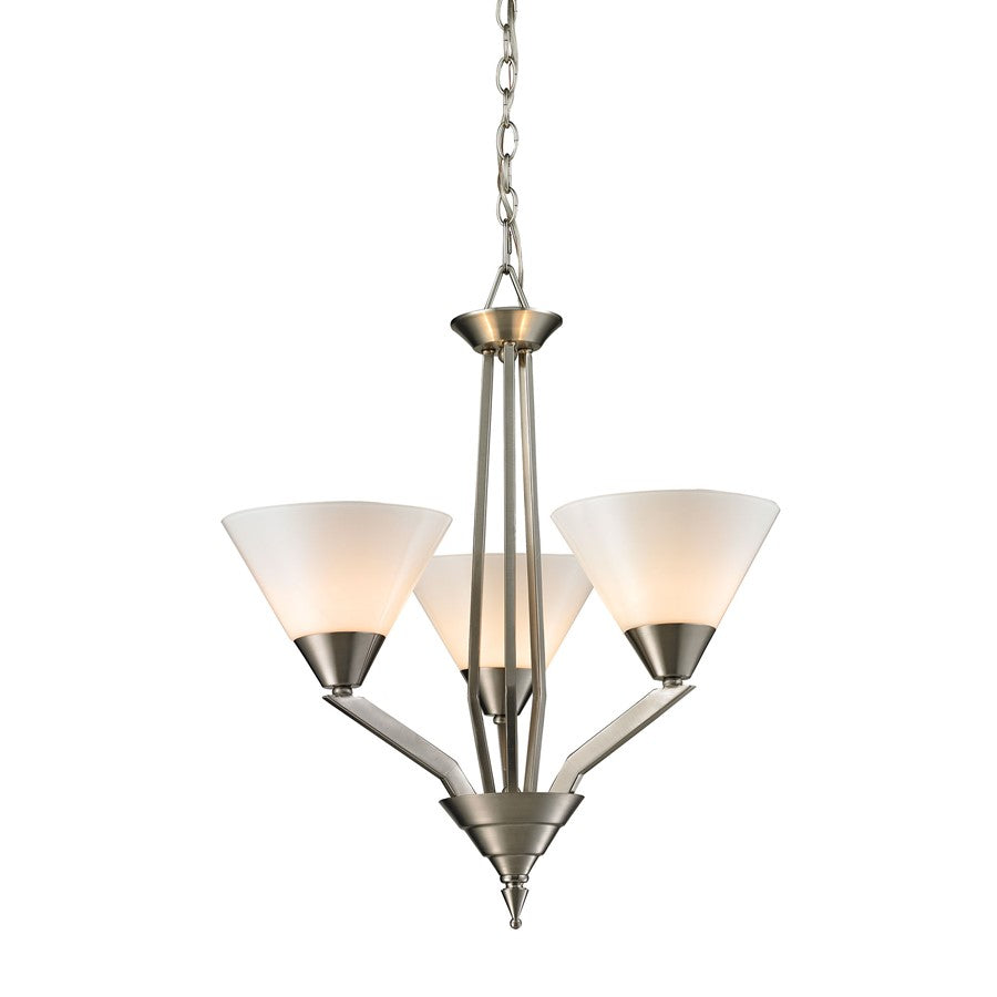 Atlas Lighting Tribecca 21'' Wide 3Lt Chandelier, Nickel/White