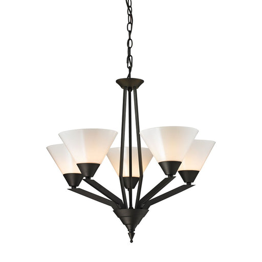 Atlas Lighting Tribecca 25'' Wide 5Lt Chandelier, Bronze/White