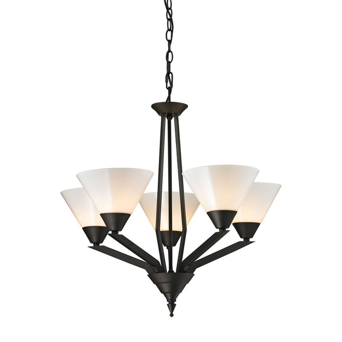 Atlas Lighting Tribecca 25'' Wide 5Lt Chandelier, Bronze/White