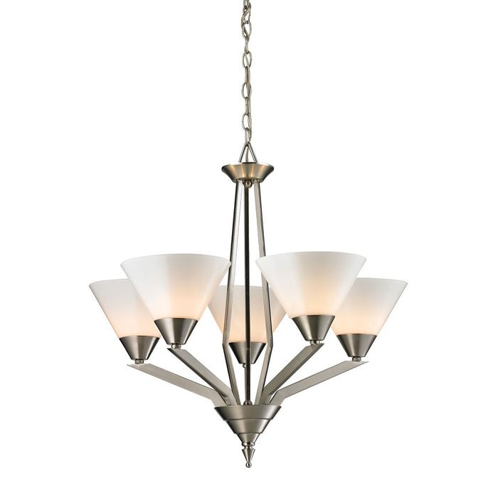 Atlas Lighting Tribecca 25'' Wide 5Lt Chandelier, Nickel/WHite
