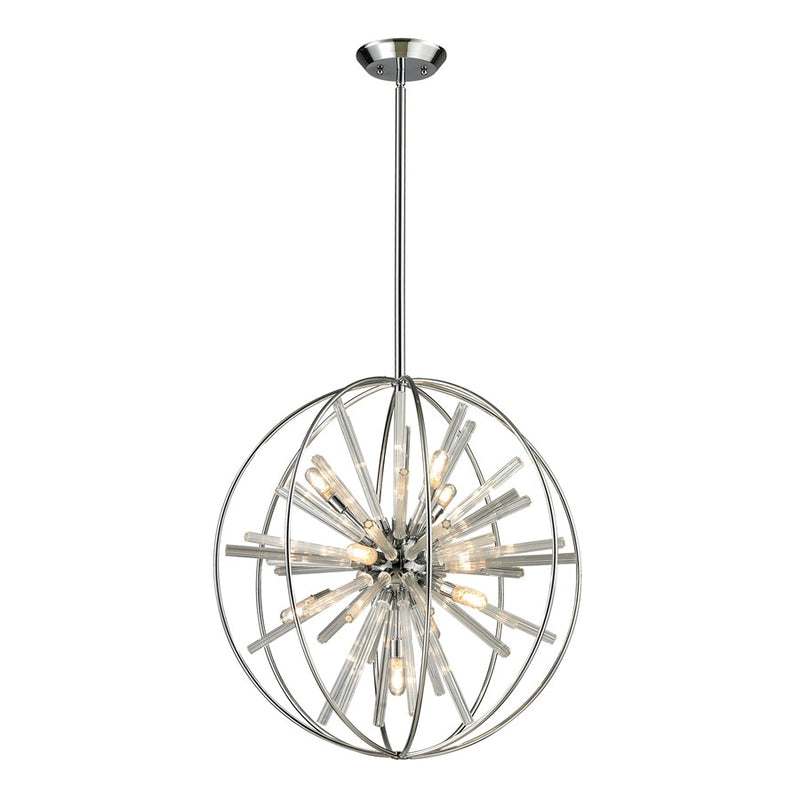 Atlas Lighting Twilight 22in 10-Light Chandelier | Modern Polished Chrome and Clear Glass | Dining Room & Living Room | Model CL11375-CH