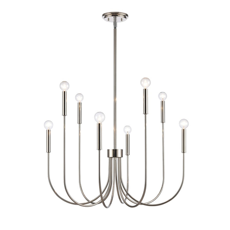 Atlas Lighting Ulla 28in 8-Light Chandelier | Transitional Polished Nickel | Dining Room & Living Room | 28 x 28 x 30 in | Model CL11376-SV