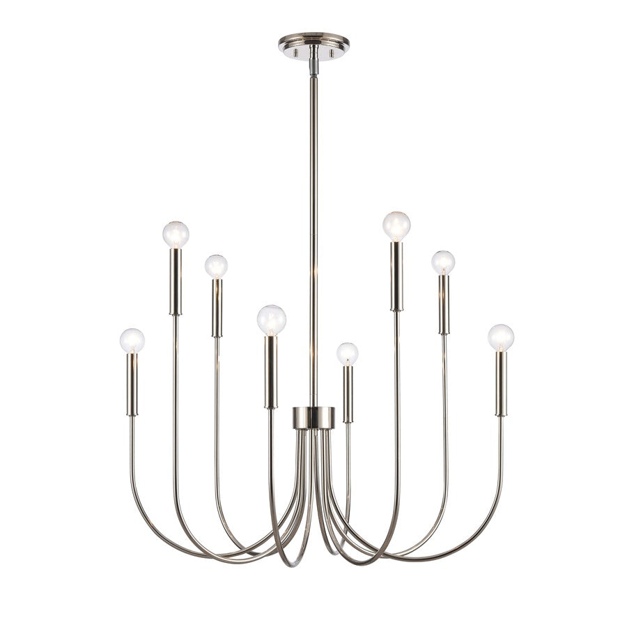 Atlas Lighting Ulla 28'' Wide 8Lt Chandelier, Polished Nickel
