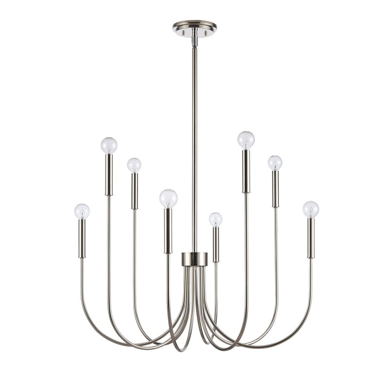 Atlas Lighting Ulla 28in 8-Light Chandelier | Transitional Polished Nickel | Dining Room & Living Room | 28 x 28 x 30 in | Model CL11376-SV