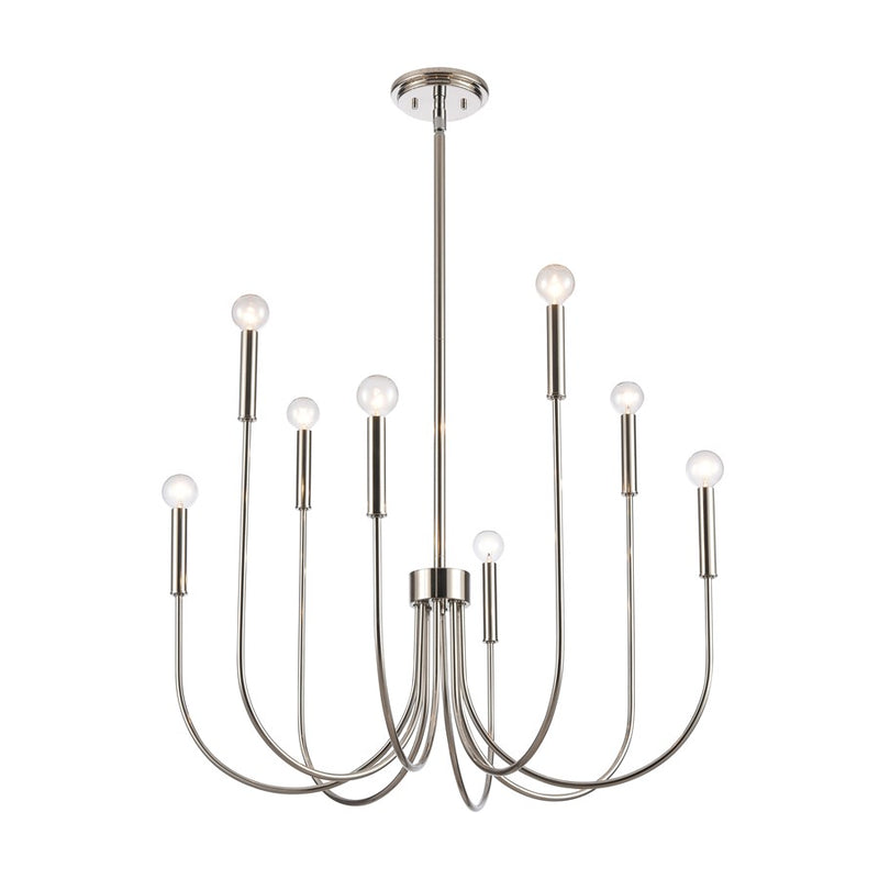Atlas Lighting Ulla 28in 8-Light Chandelier | Transitional Polished Nickel | Dining Room & Living Room | 28 x 28 x 30 in | Model CL11376-SV