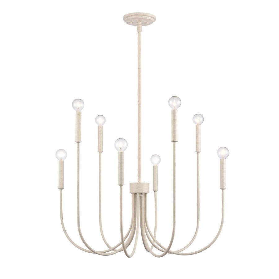 Atlas Lighting Ulla 28'' Wide 8Lt Chandelier, Antique White