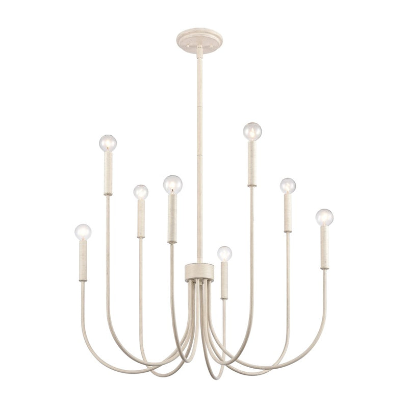 Atlas Lighting Ulla 28in 8-Light Chandelier | Transitional Antique White | Dining Room & Living Room | 28 x 28 x 30 in | Model CL11376-WH