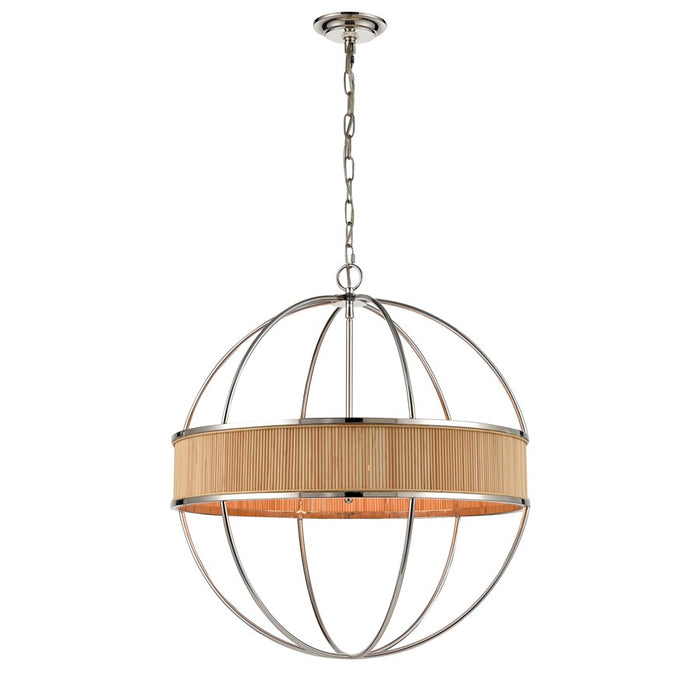 Atlas Lighting Ural 24''W 6Lt Chandelier, Polished Silver/Natural
