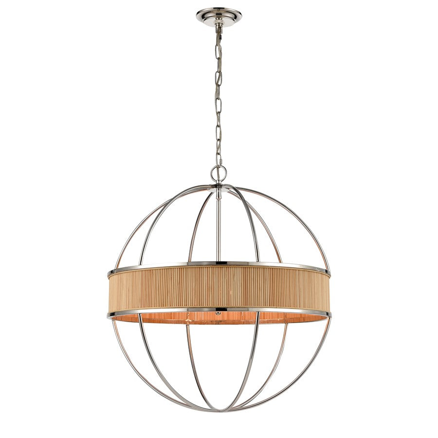 Atlas Lighting Ural 24''W 6Lt Chandelier, Polished Silver/Natural