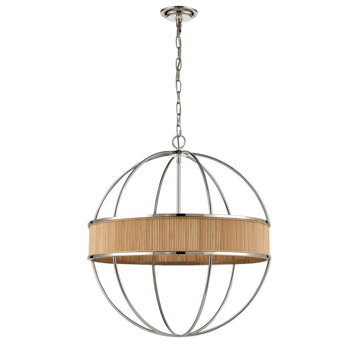 Atlas Lighting Ural 24''W 6Lt Chandelier, Polished Silver/Natural